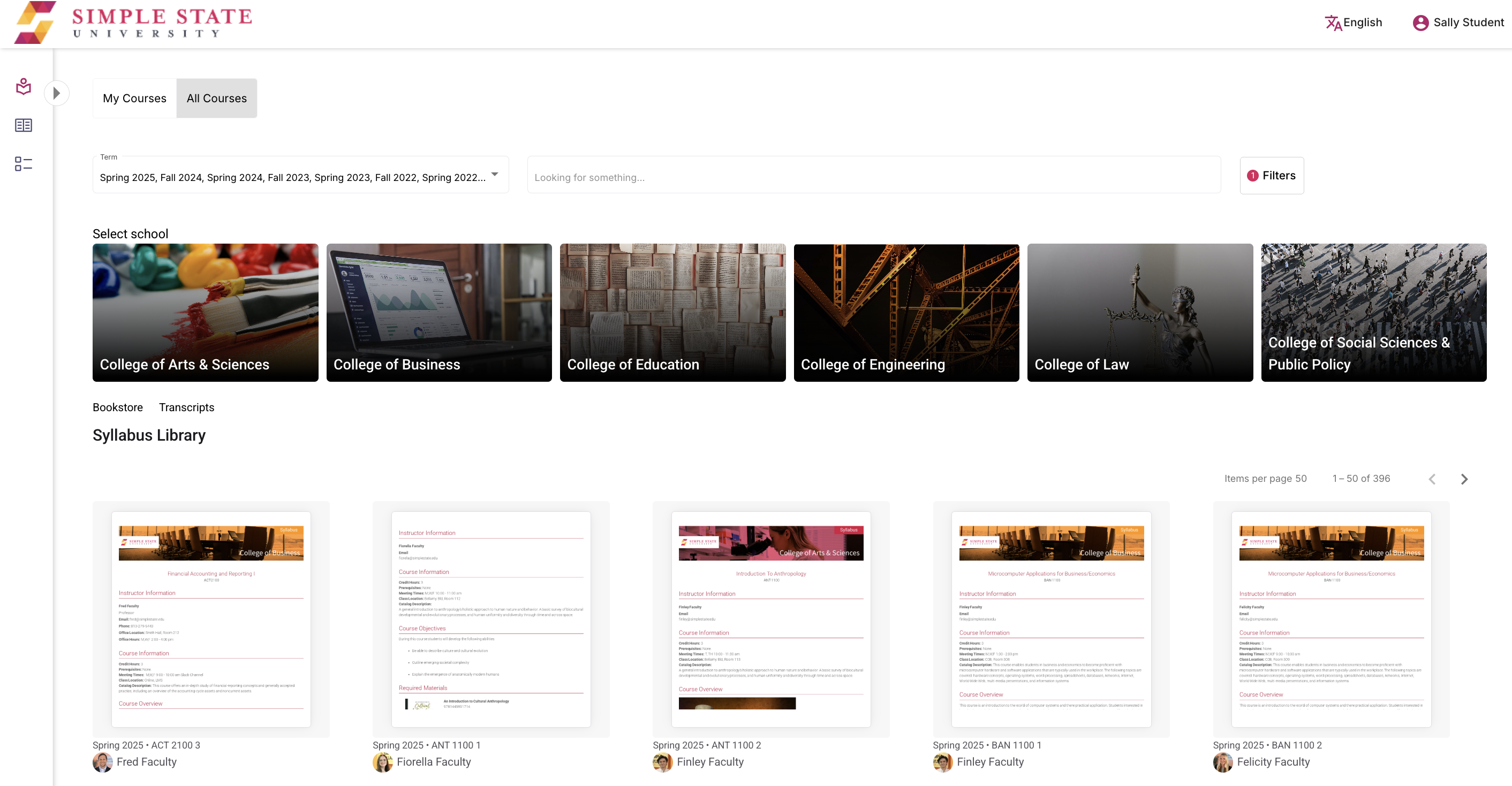 Syllabus Library from Student View