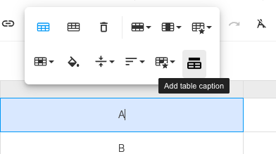 Clicking into table cell to show table editor