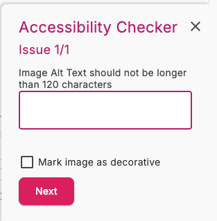 Accessibility checker adding ALT text option